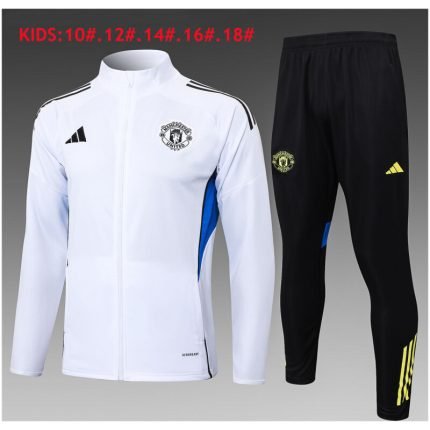 Kids Manchester United Jacket + Pants Training Suit White 2025/26