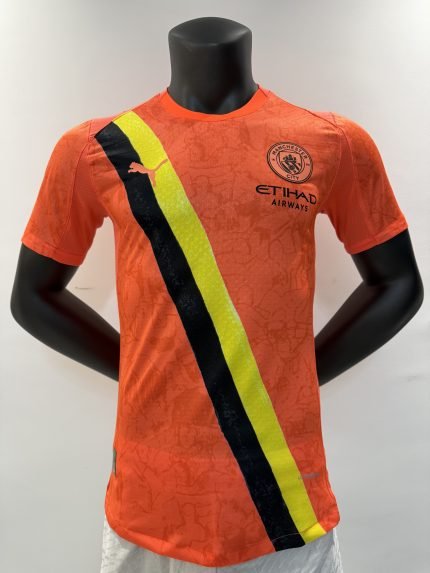 Manchester City 2025-26 Away Authentic Orange Short Sleeve Jersey