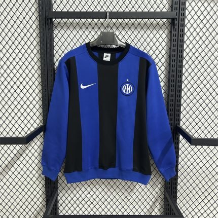 2025 Inter Milan Blue and Black Heavyweight Casual Long Sleeve Sweatshirt